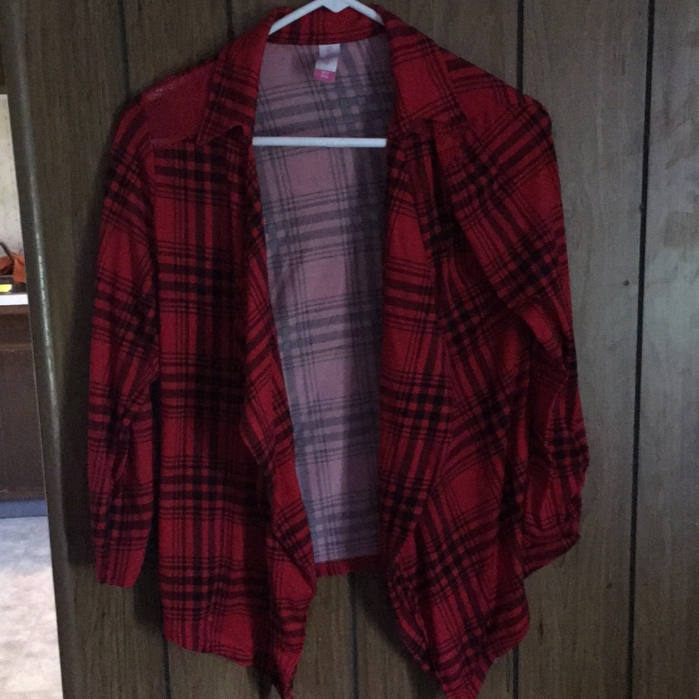 Red and black ‘no boundaries’ cardigan